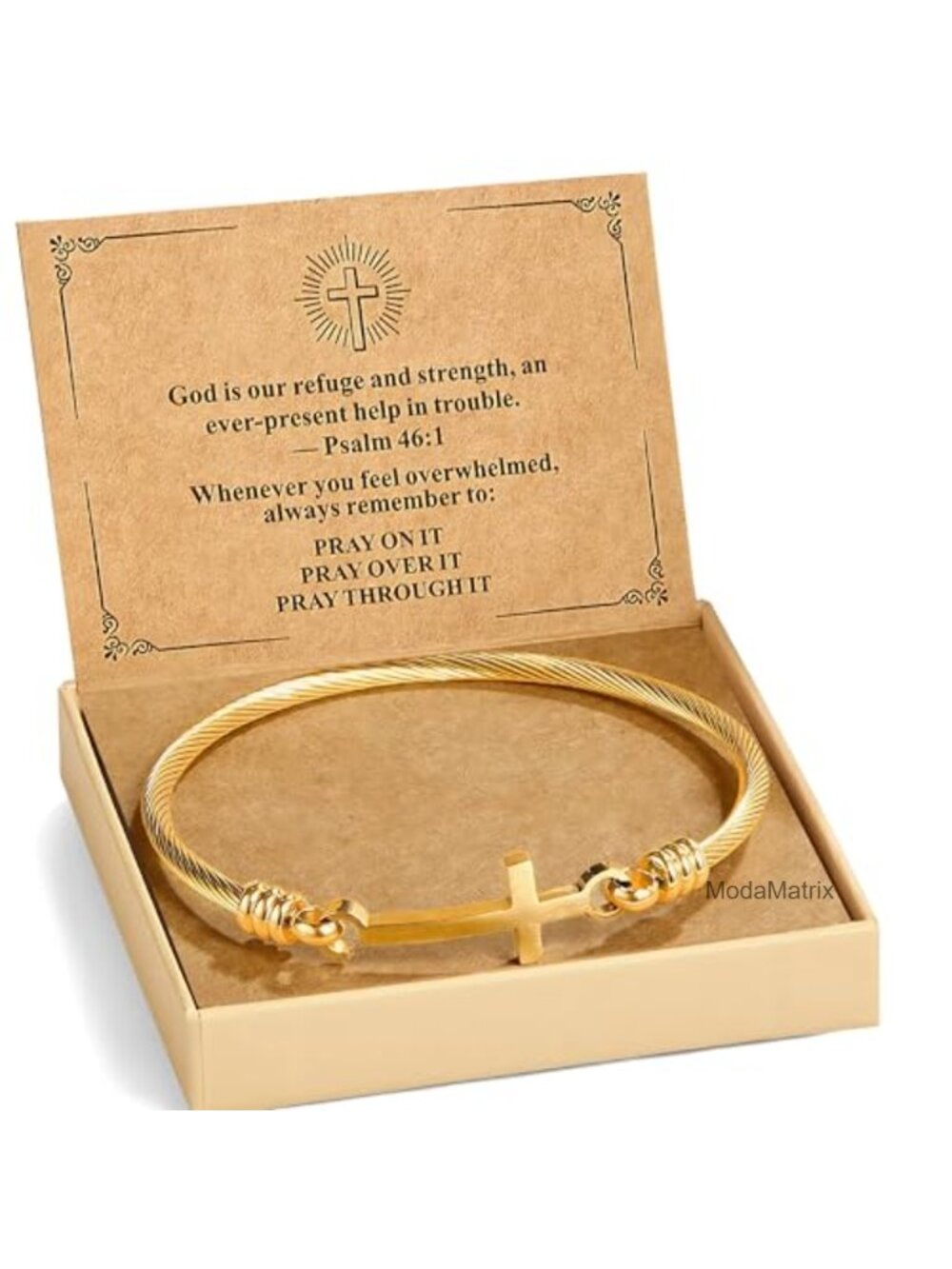 Stainless Steel Cross Bracelet for Women with Faith Card